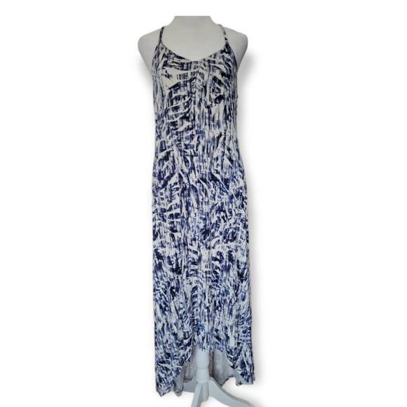 Cynthia Rowley Blue & White Abstract Leaf‎ Hi-Low Maxi Dress – Size M - Picture 1 of 10